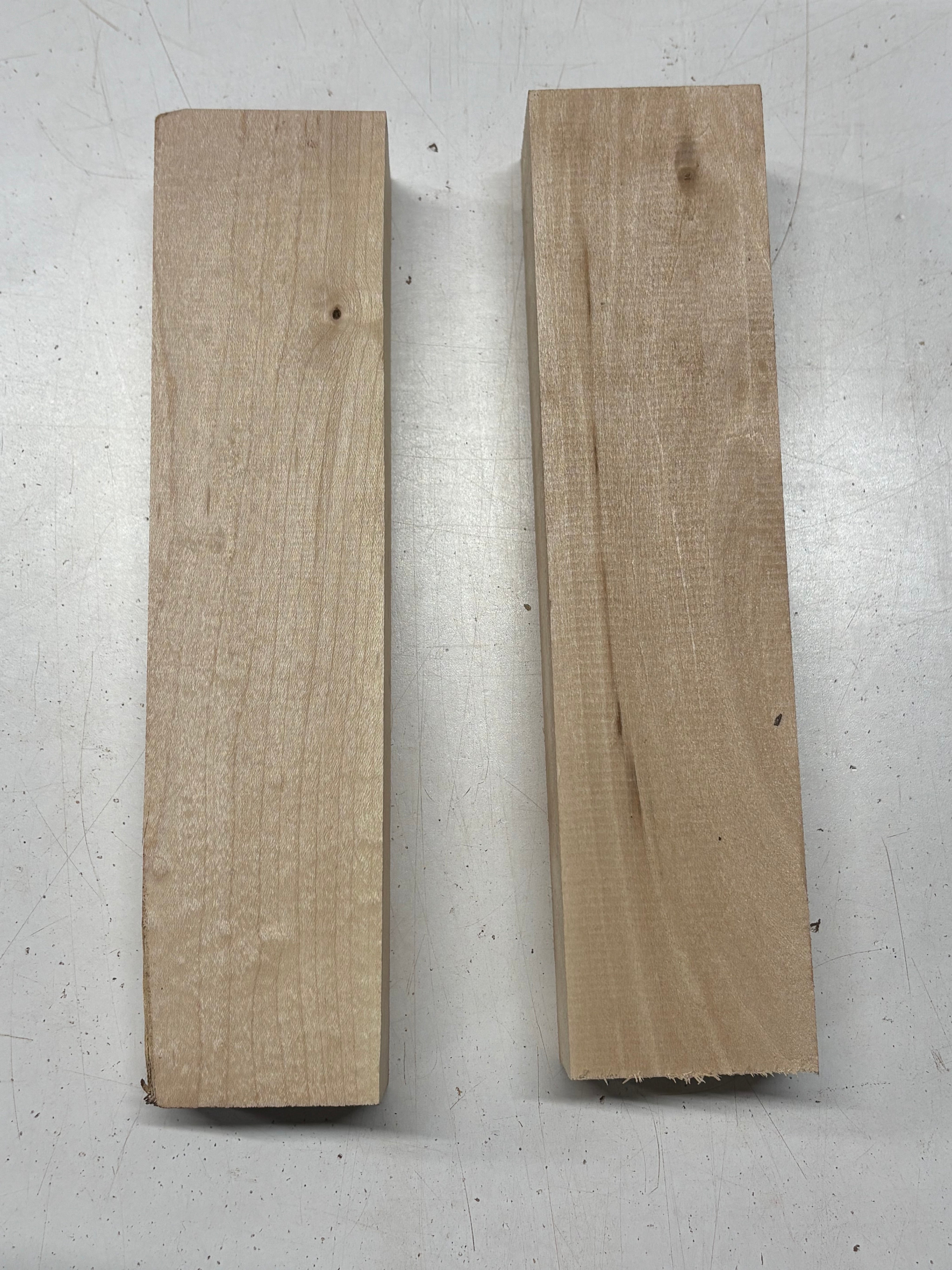 2 Pack, 2 Species Hard Maple + Basswood Lumber Board Blanks 10-1/2"x2-1/2"x1-7/8"#7817 - Exotic Wood Zone