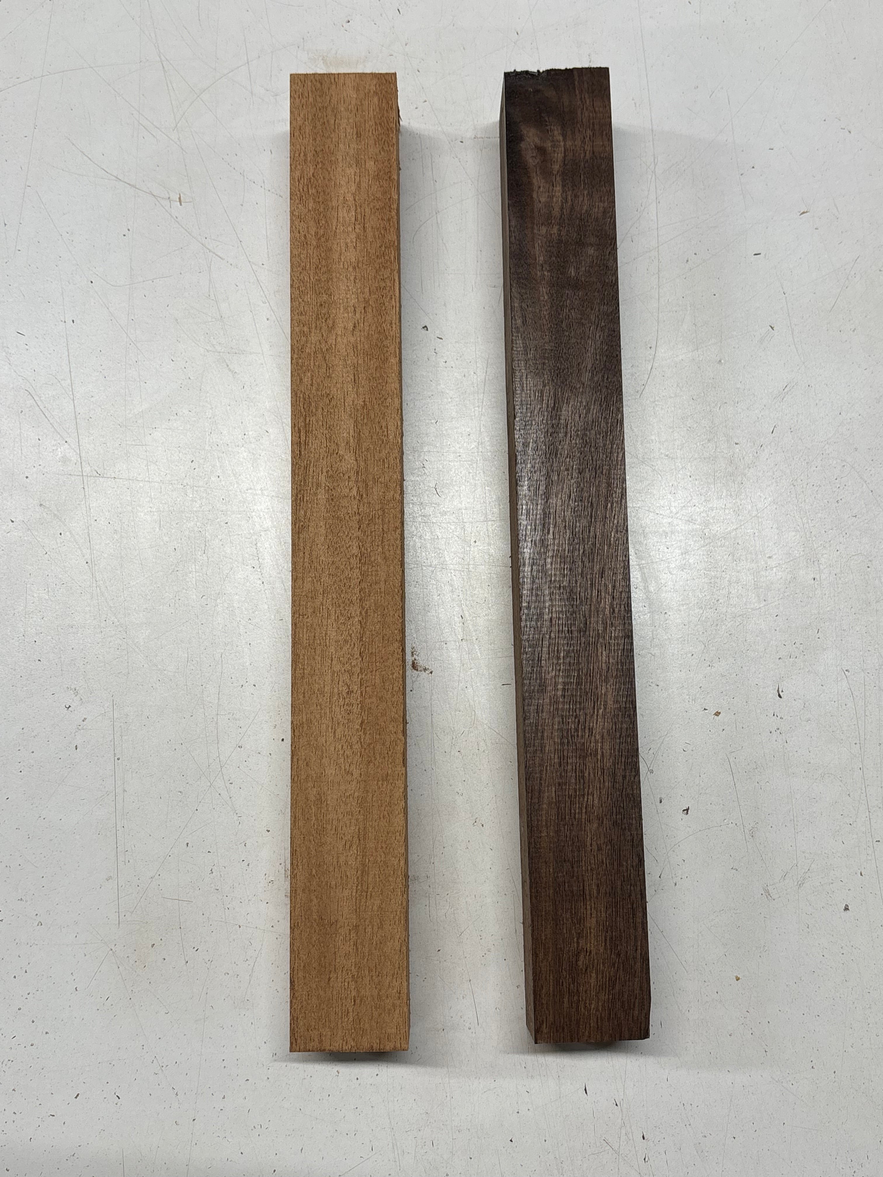 2 Pack, 2 Species Walnut + African Mahogany Turning Wood Blanks 17"x1-7/8"x1-7/8"#7820 - Exotic Wood Zone