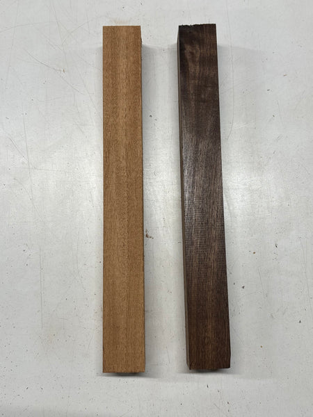 2 Pack, 2 Species Walnut + African Mahogany Turning Wood Blanks 17"x1-7/8"x1-7/8"#7820 - Exotic Wood Zone