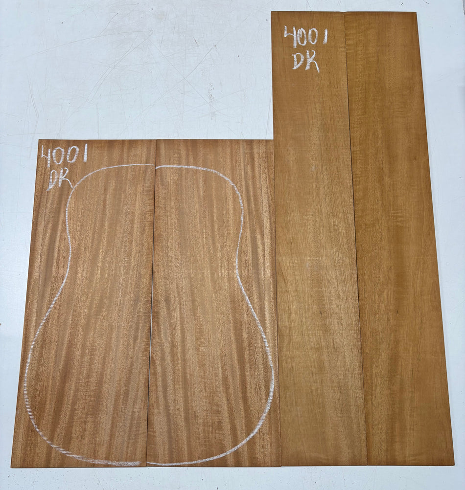 Flame Genuine Mahogany Dreadnought Guitar Back & Side Set #4001