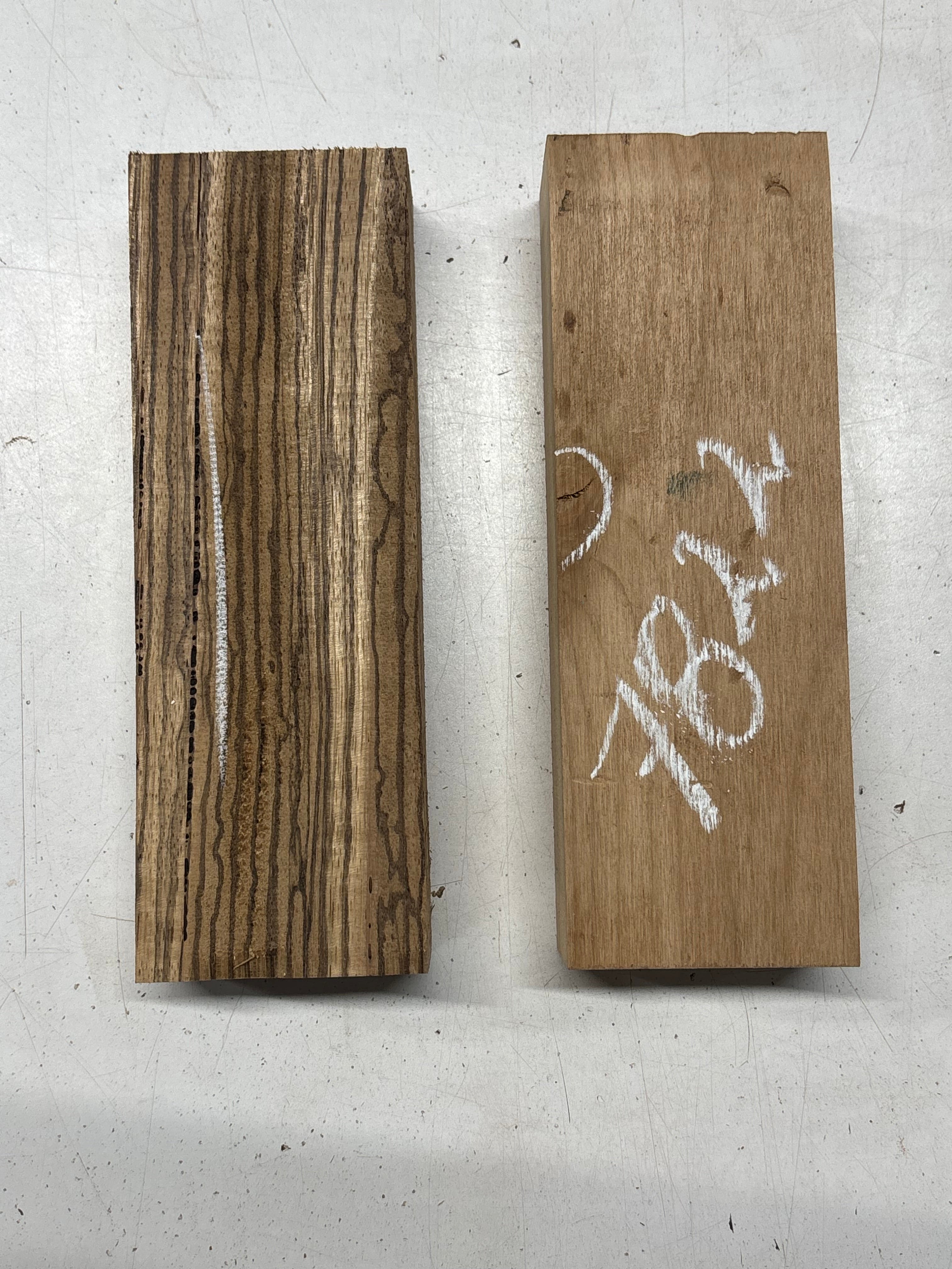 2 Pack, 2 Species Red Alder + Zebrawood Lumber Board Blanks 8-7/8"x3"x1-7/8"#7822 - Exotic Wood Zone