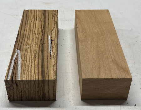2 Pack, 2 Species Red Alder + Zebrawood Lumber Board Blanks 8-7/8"x3"x1-7/8"#7822 - Exotic Wood Zone