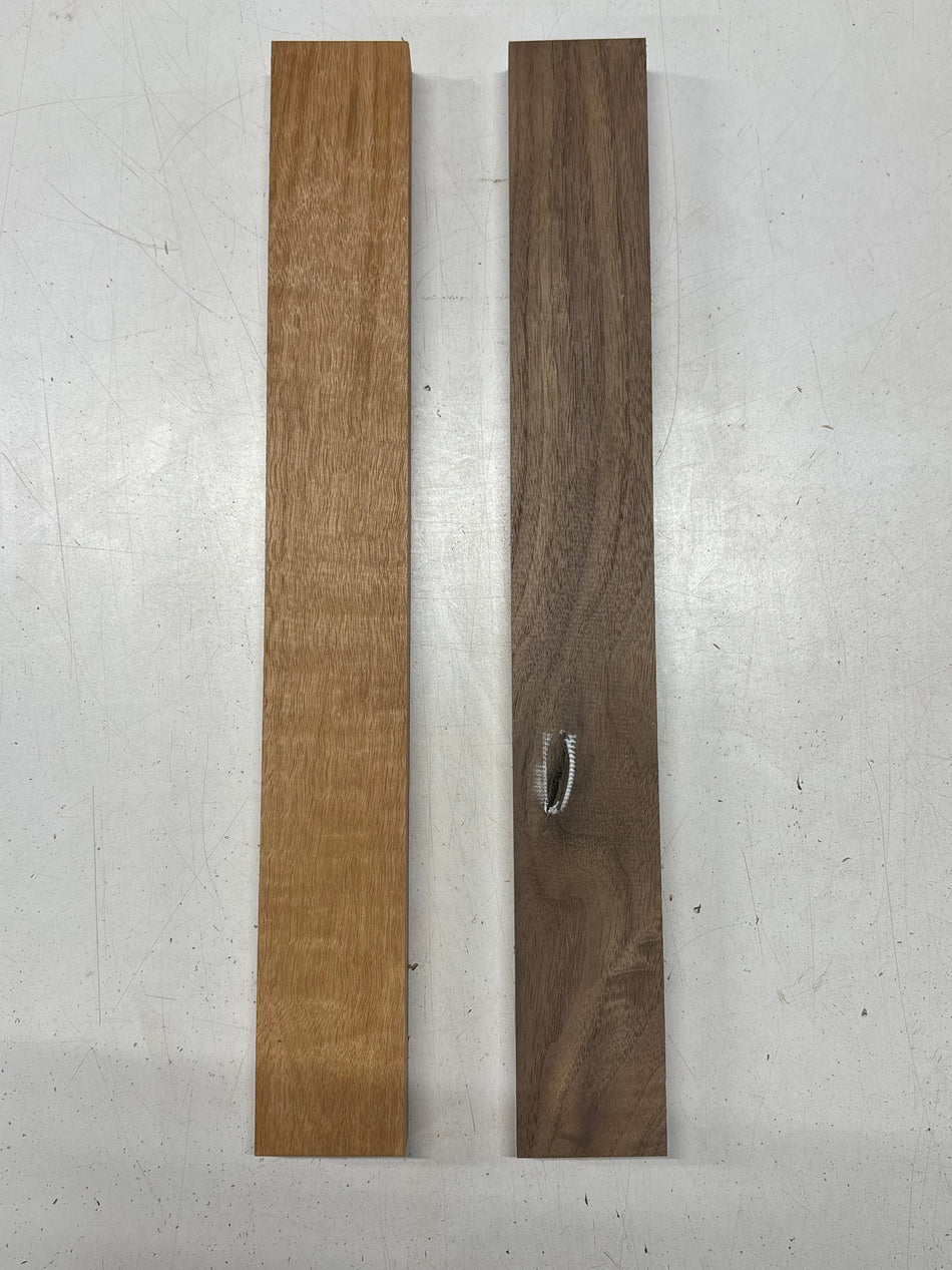 2 Pack, 2 Species Black Walnut + Goncalo Alves Thin Stock Lumber 18-7/8"x2-3/8"x7/8"#7823 - Exotic Wood Zone