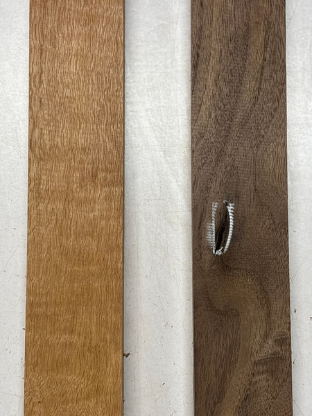 2 Pack, 2 Species Black Walnut + Goncalo Alves Thin Stock Lumber 18-7/8"x2-3/8"x7/8"#7823 - Exotic Wood Zone