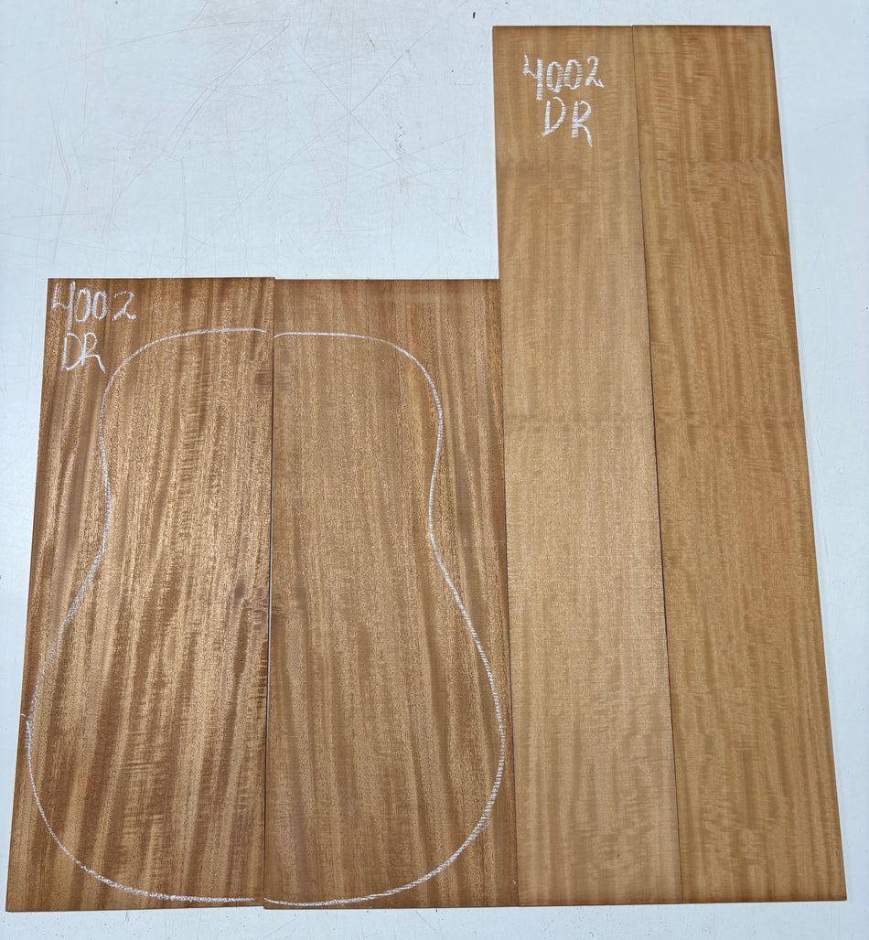 Flame Genuine Mahogany Dreadnought Guitar Back & Side Set #4002