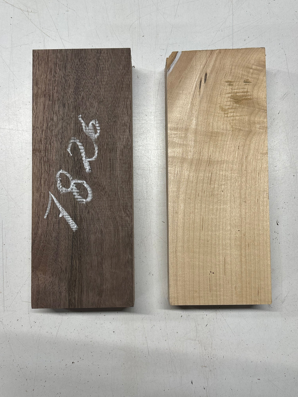 2 Pack, 2 Species Black Walnut + Hard Maple Lumber Board Blanks  10"x4"x1-7/8"#7826 - Exotic Wood Zone