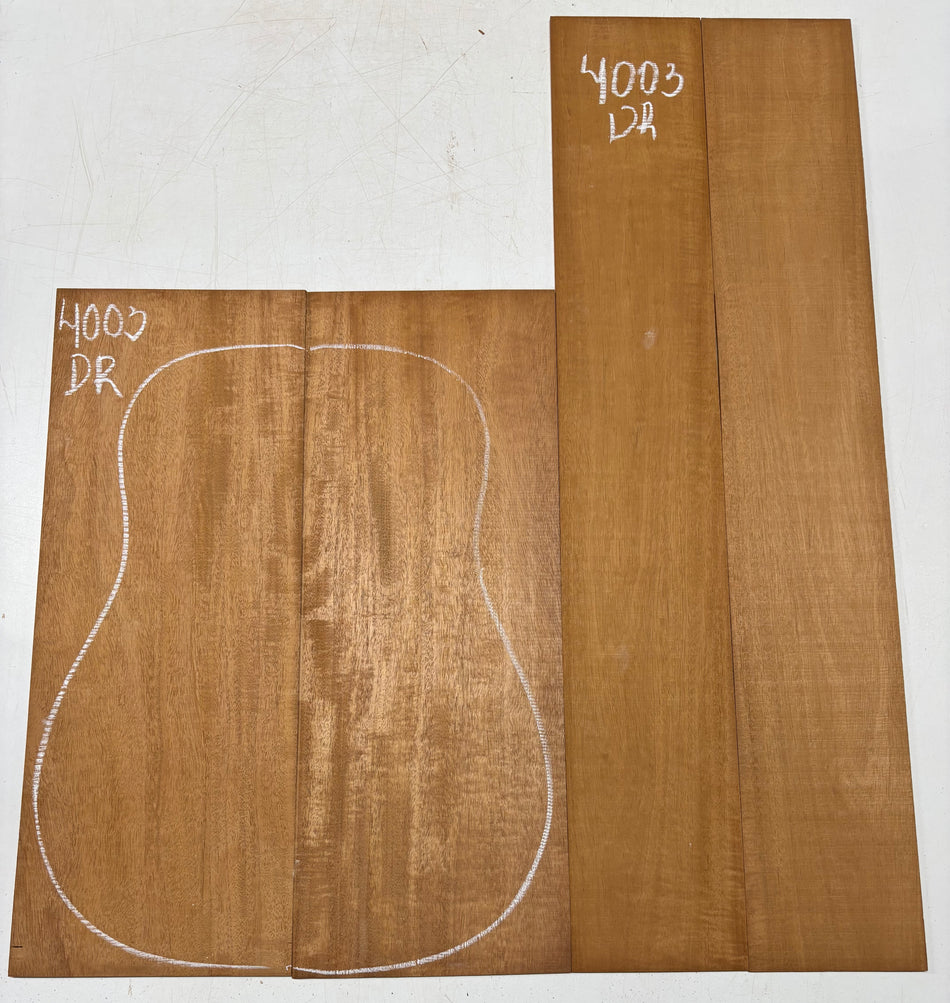 Flame Genuine Mahogany Dreadnought Guitar Back & Side Set #4003