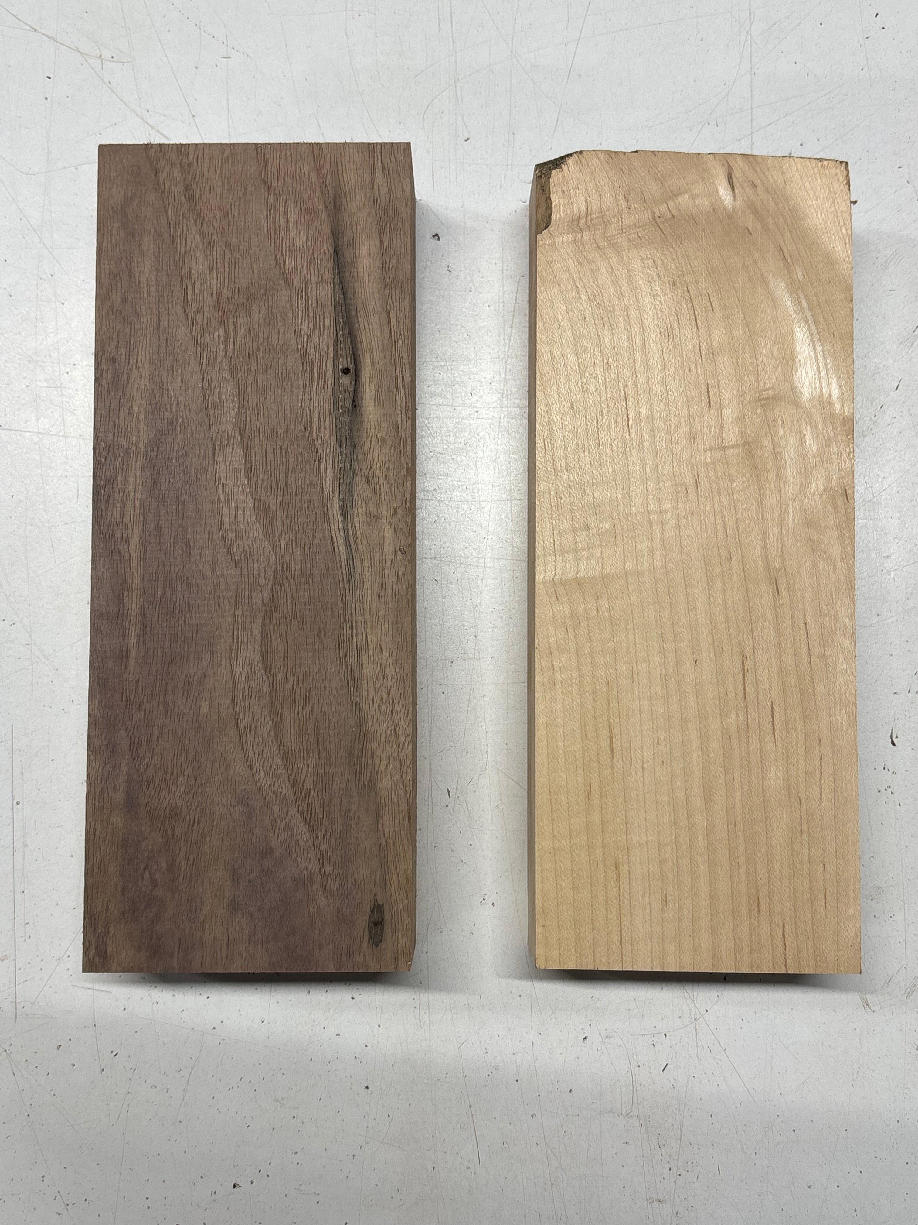 2 Pack, 2 Species Black Walnut + Hard Maple Lumber Board Blanks  10"x4"x1-7/8"#7826 - Exotic Wood Zone