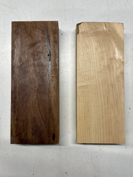 2 Pack, 2 Species Black Walnut + Hard Maple Lumber Board Blanks  10"x4"x1-7/8"#7826 - Exotic Wood Zone