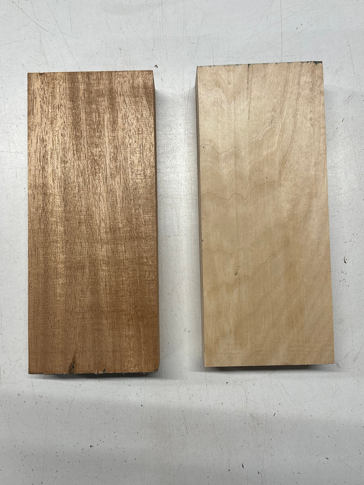 2 Pack, 2 Species African Mahogany + Basswood Lumber Board Blanks 9-1/2"x4"x1-7/8"#7829 Exotic Wood Zone New 