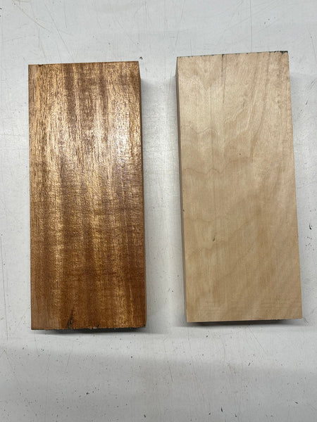 2 Pack, 2 Species African Mahogany + Basswood Lumber Board Blanks 9-1/2"x4"x1-7/8"#7829 Exotic Wood Zone New 