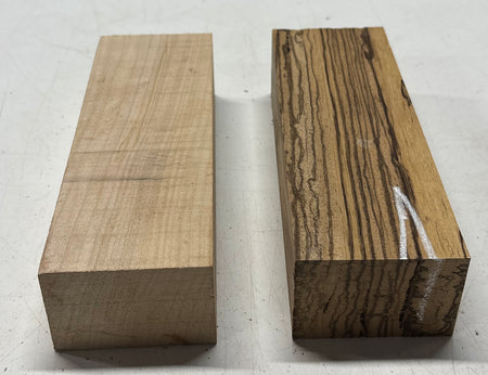 2 Pack, 2 Species Hard Maple + Zebrawood Lumber Board Blanks 9"x3"x2"#7831 Exotic Wood Zone New 