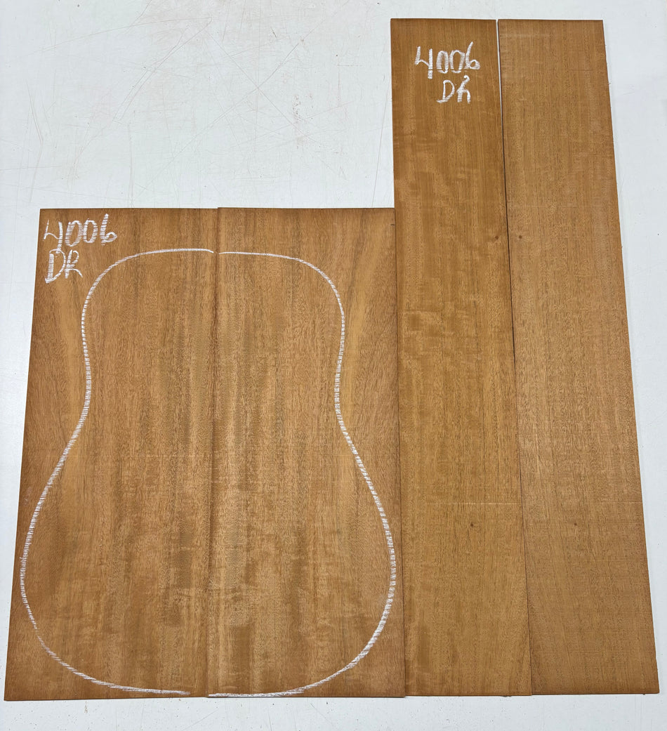 Flame Genuine Mahogany Dreadnought Guitar Back & Side Set #4006
