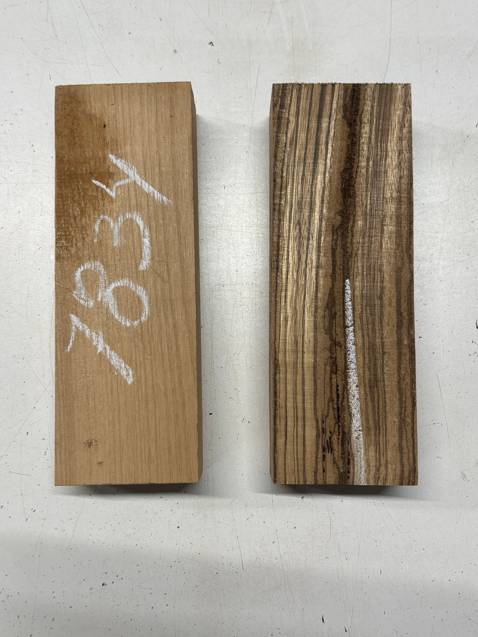 2 Pack, 2 Species Red Alder + Zebrawood Lumber Board Blanks 8-3/4"x3"x1-7/8"#7834 - Exotic Wood Zone