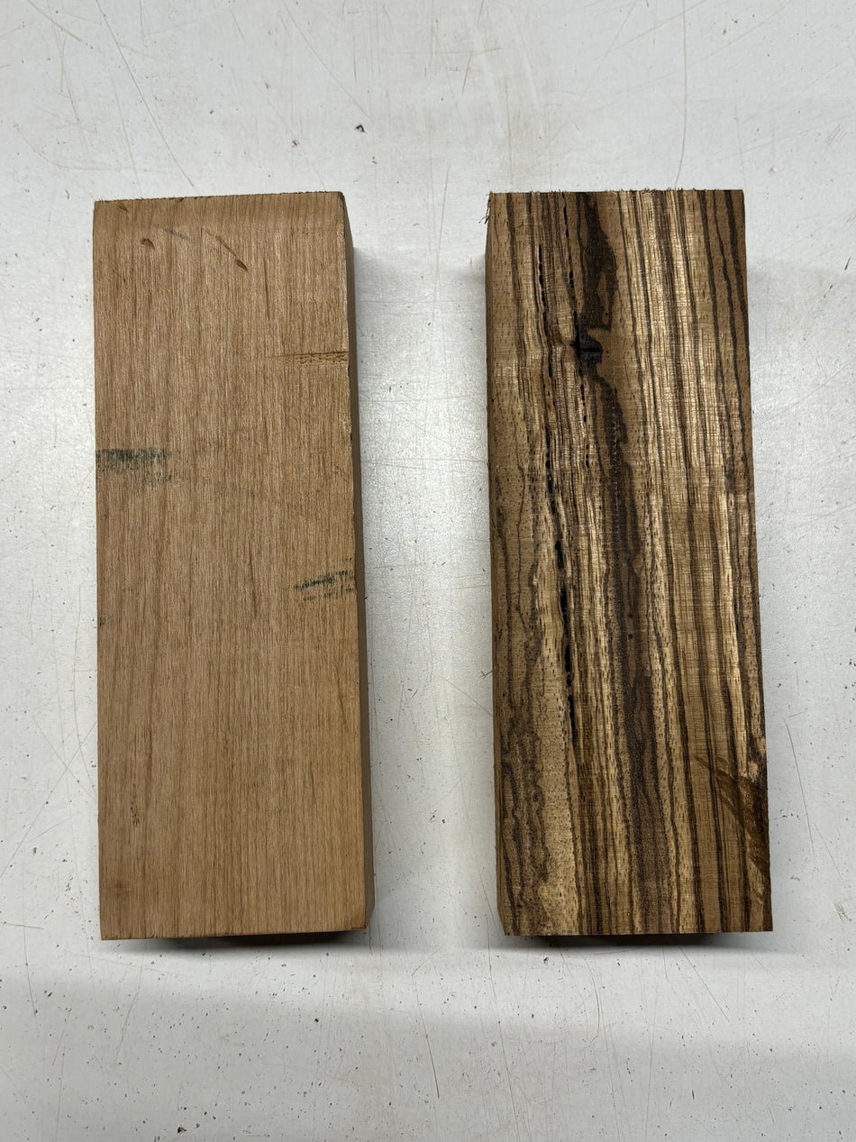 2 Pack, 2 Species Red Alder + Zebrawood Lumber Board Blanks 8-3/4"x3"x1-7/8"#7834 - Exotic Wood Zone