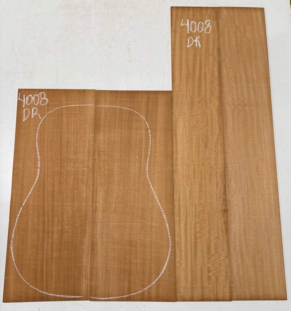 Flame Genuine Mahogany Dreadnought Guitar Back & Side Set #4008