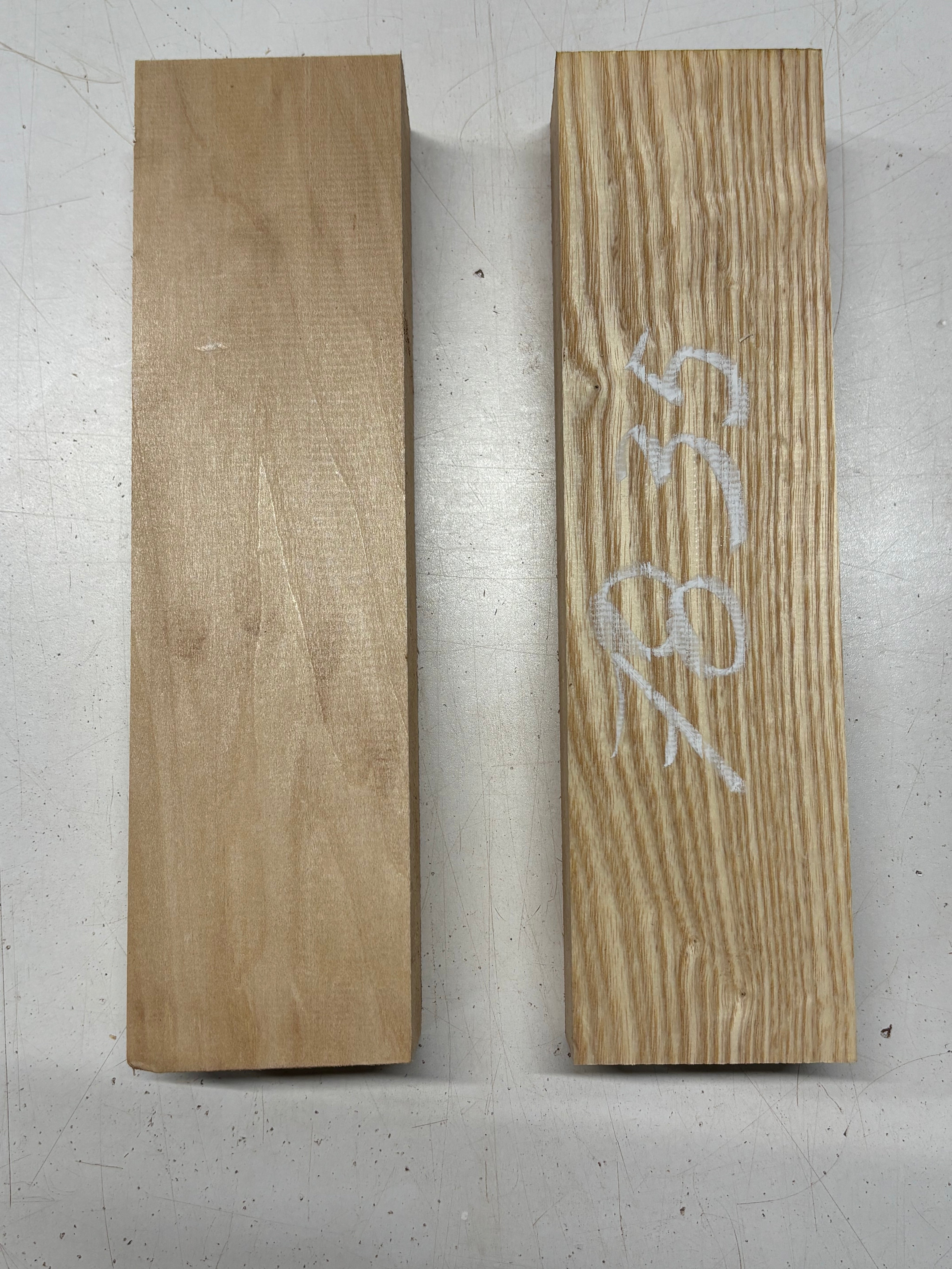 2 Pack, 2 Species Basswood + White Ash Lumber Board Blanks 11"x3"x1-7/8"#7835 - Exotic Wood Zone
