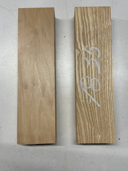 2 Pack, 2 Species Basswood + White Ash Lumber Board Blanks 11"x3"x1-7/8"#7835 - Exotic Wood Zone