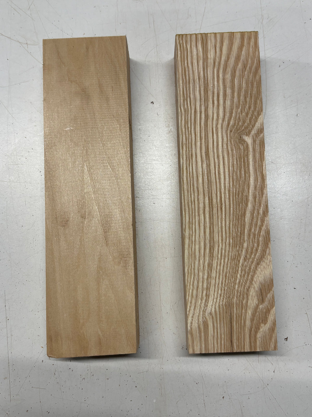 2 Pack, 2 Species Basswood + White Ash Lumber Board Blanks 11"x3"x1-7/8"#7835 - Exotic Wood Zone