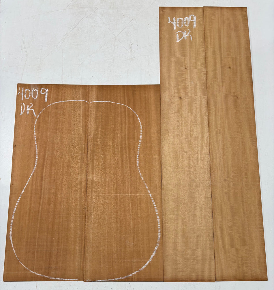 Flame Genuine Mahogany Dreadnought Guitar Back & Side Set #4009