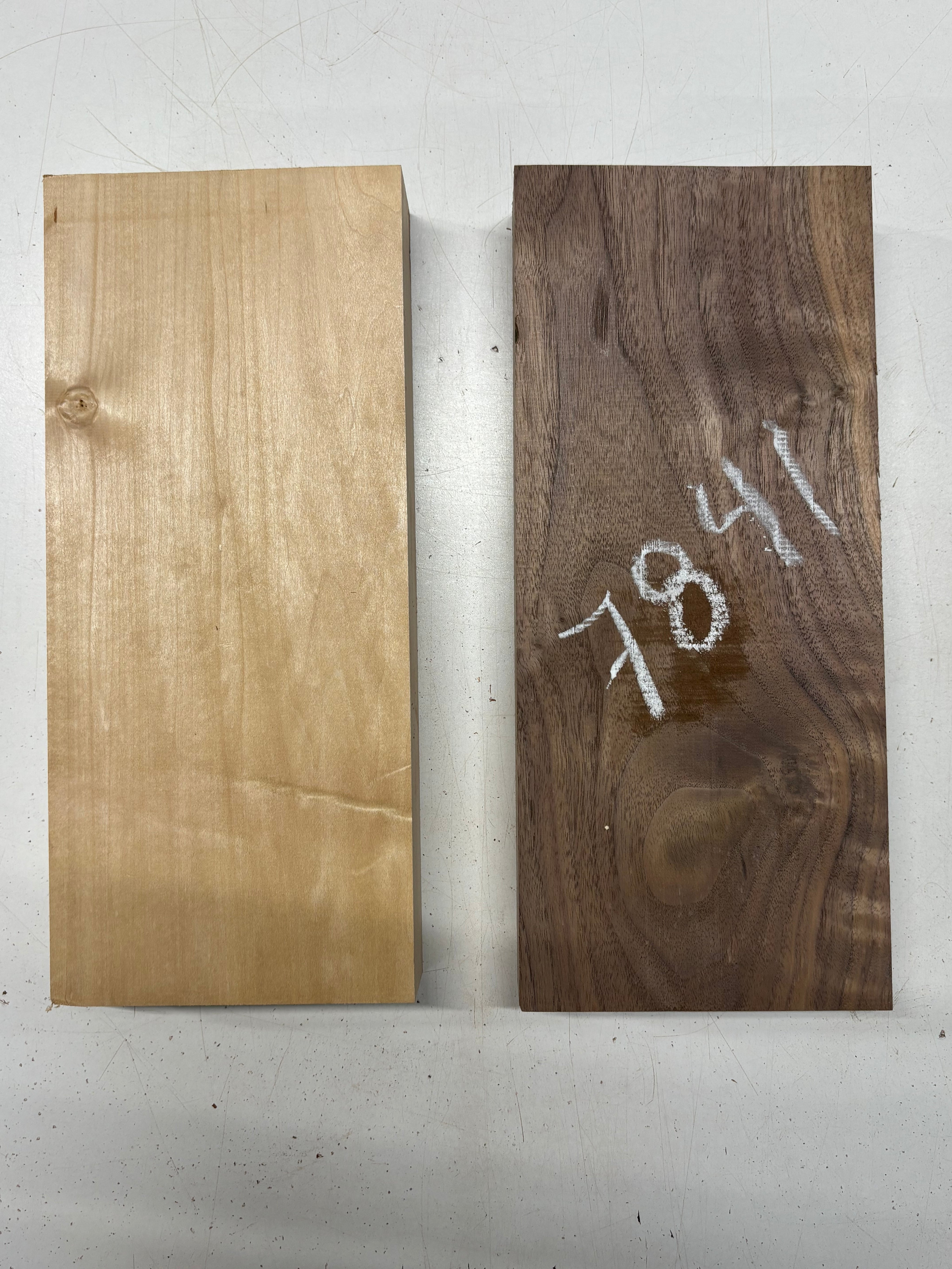 2 Pack, 2 Species Walnut + Basswood Lumber Board Blanks  12-1/2"x5-1/4"x1-7/8"#7841 - Exotic Wood Zone