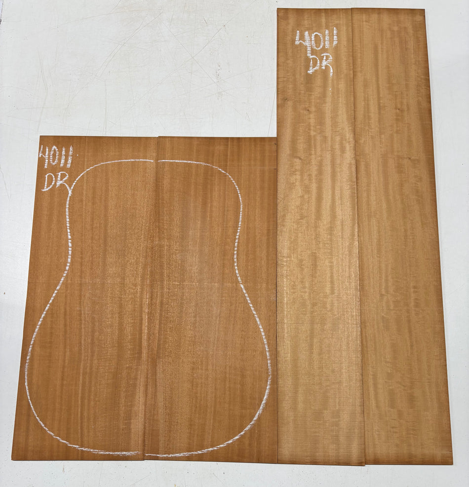 Flame Genuine Mahogany Dreadnought Guitar Back & Side Set #4011