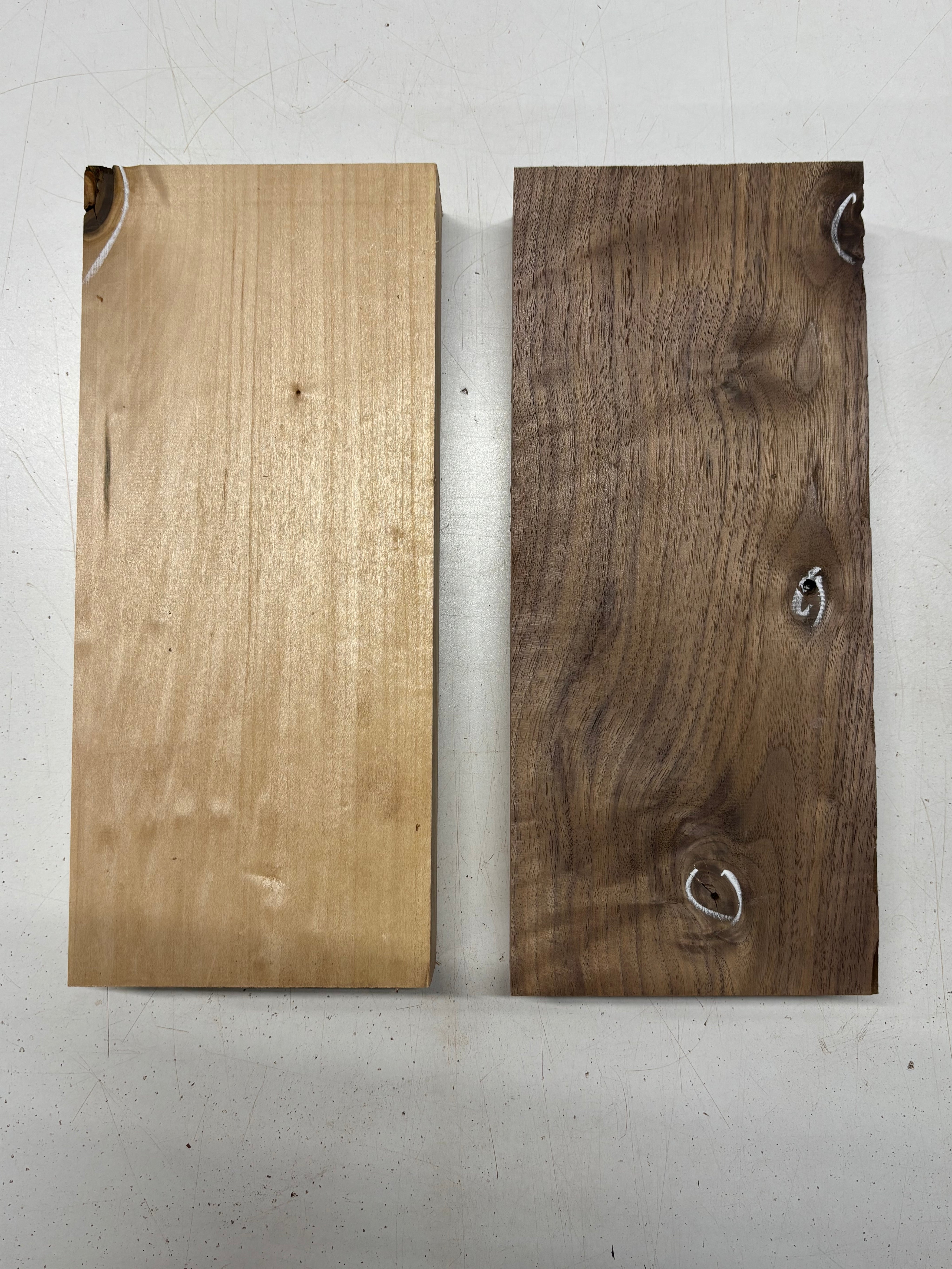 2 Pack, 2 Species Walnut + Basswood Lumber Board Blanks  12-1/2"x5-1/4"x1-7/8"#7841 - Exotic Wood Zone