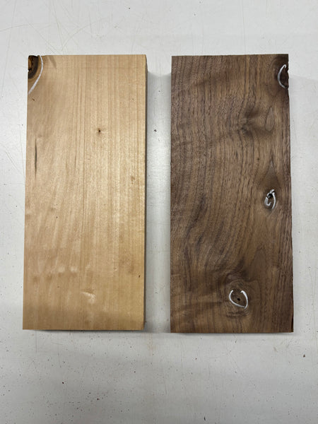 2 Pack, 2 Species Walnut + Basswood Lumber Board Blanks  12-1/2"x5-1/4"x1-7/8"#7841 - Exotic Wood Zone