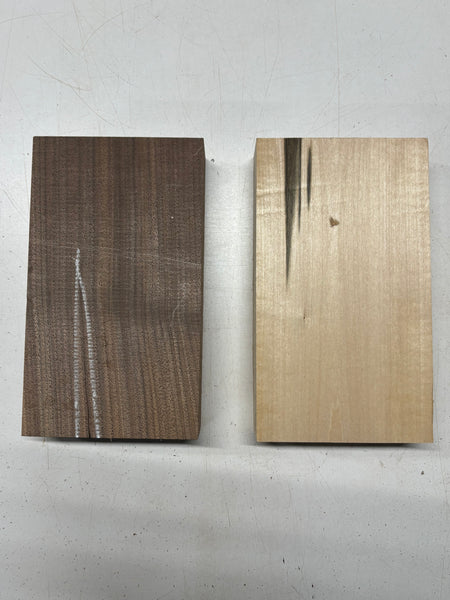 2 Pack, 2 Species Walnut + Basswood Lumber Board Blanks 9-1/2"x5-1/2"x2"#7845 - Exotic Wood Zone