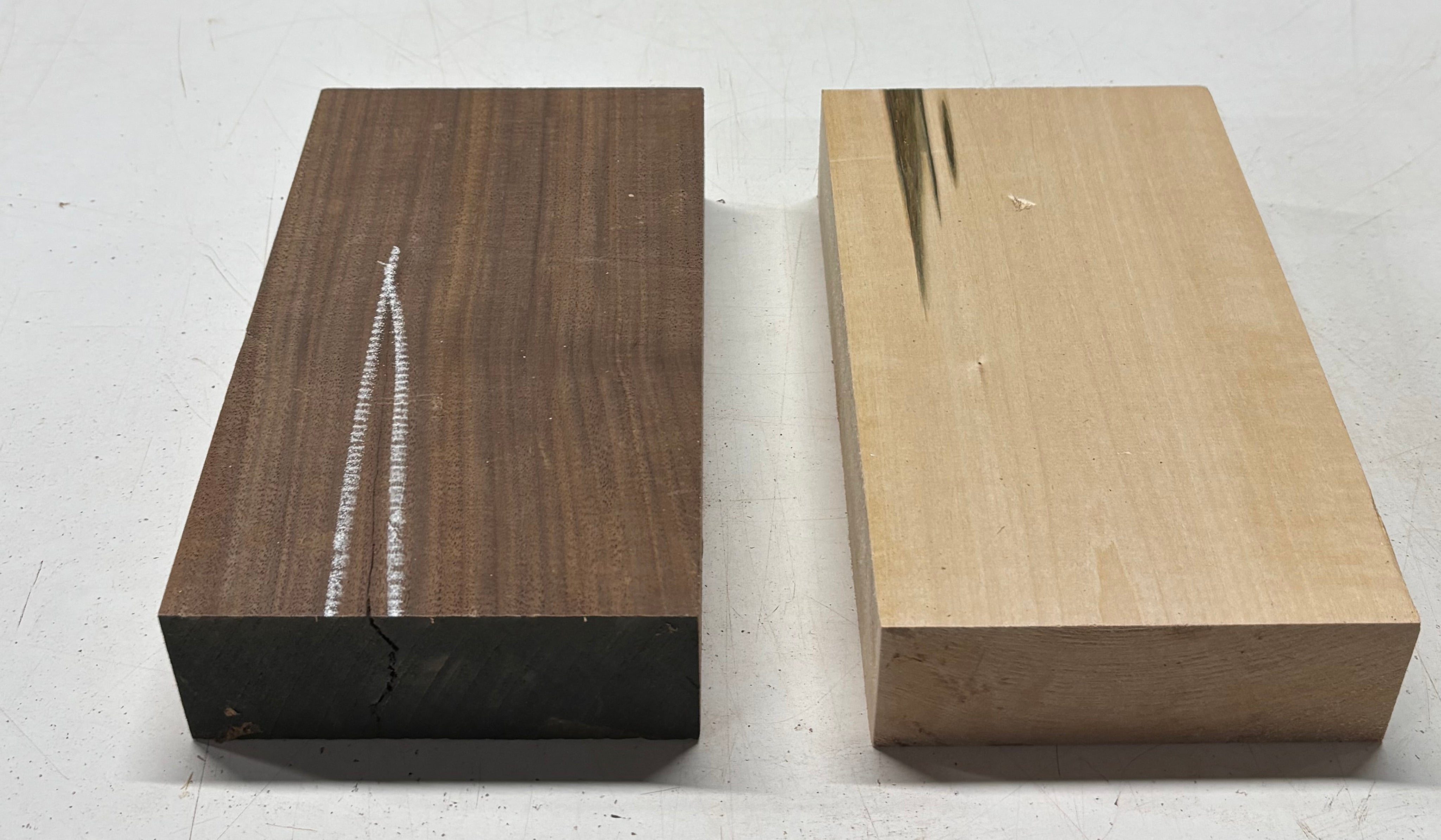 2 Pack, 2 Species Walnut + Basswood Lumber Board Blanks 9-1/2"x5-1/2"x2"#7845 - Exotic Wood Zone