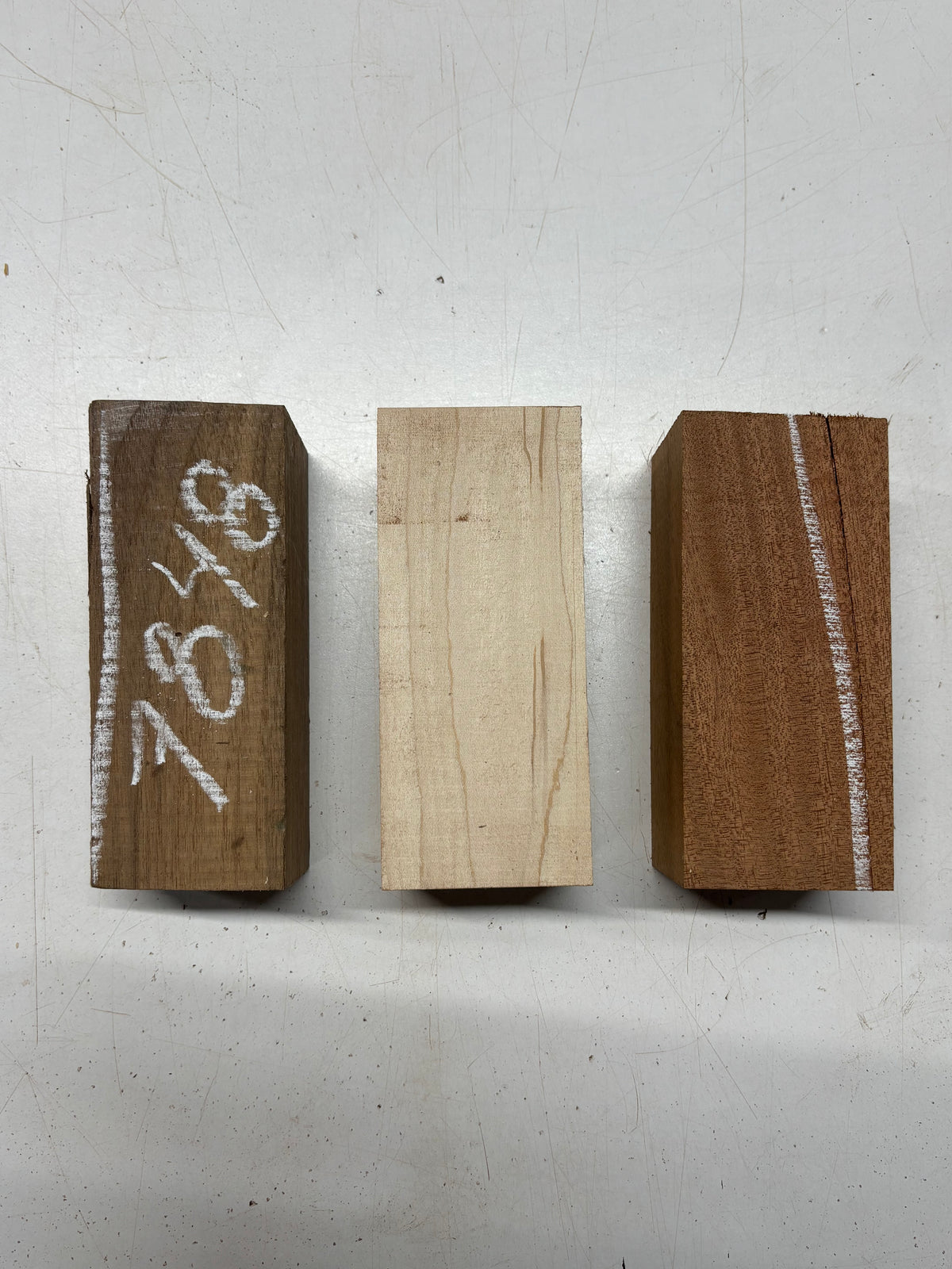 3 Pack, 3 Species African Mahogany + Hard Maple + Walnut Turning Wood Blanks  6"x2-1/2"x2-1/2"#7848 - Exotic Wood Zone