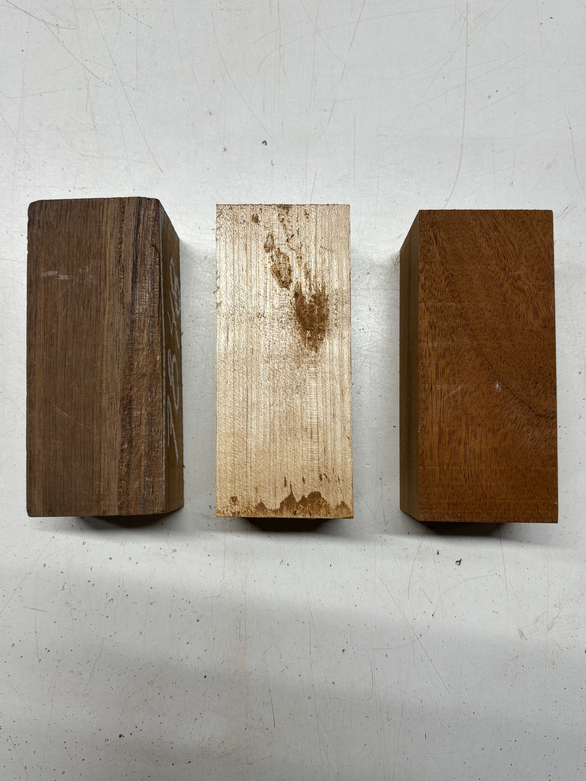3 Pack, 3 Species African Mahogany + Hard Maple + Walnut Turning Wood Blanks  6"x2-1/2"x2-1/2"#7848 - Exotic Wood Zone