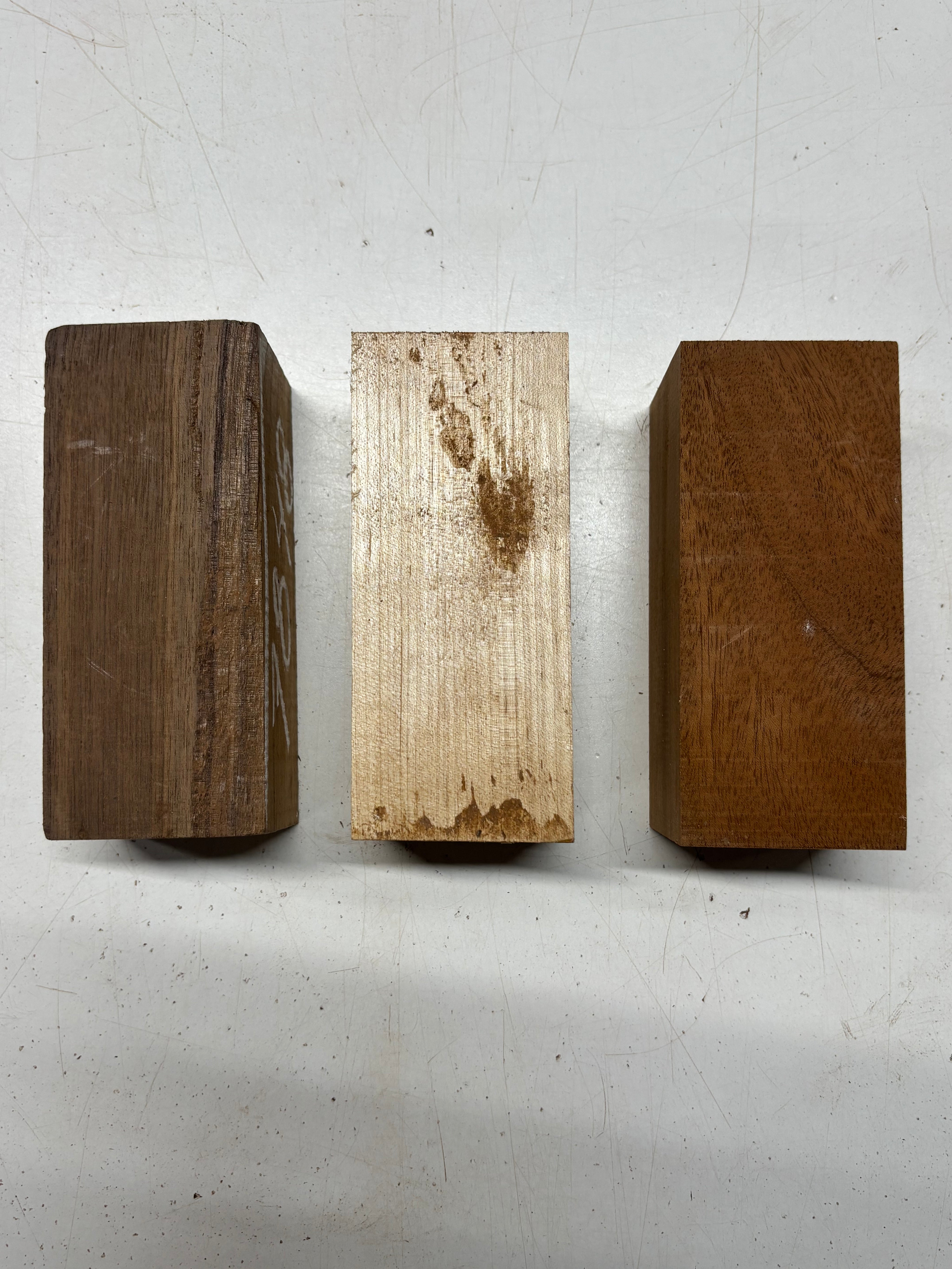 3 Pack, 3 Species African Mahogany + Hard Maple + Walnut Turning Wood Blanks  6"x2-1/2"x2-1/2"#7848 - Exotic Wood Zone