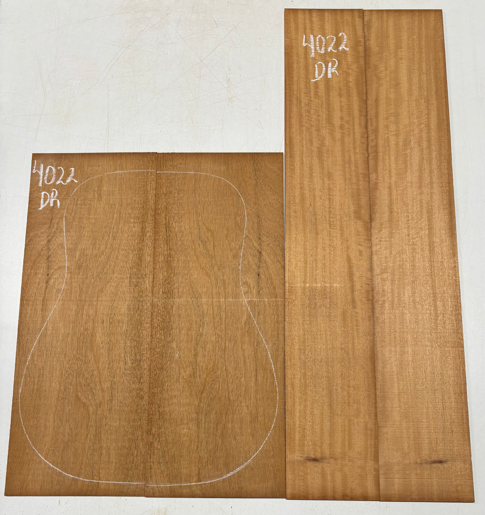 Flame Genuine Mahogany Dreadnought Guitar Back & Side Set #4022