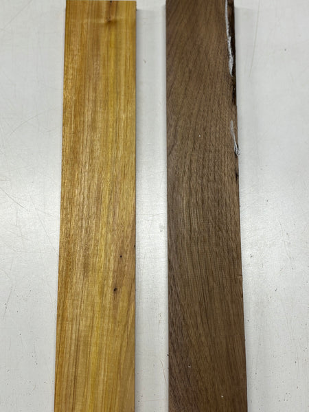 2 Pack, 2 Species Black Walnut + Canarywood Thin Stock Lumber 23"x2-7/8"x5/8" #7852 - Exotic Wood Zone