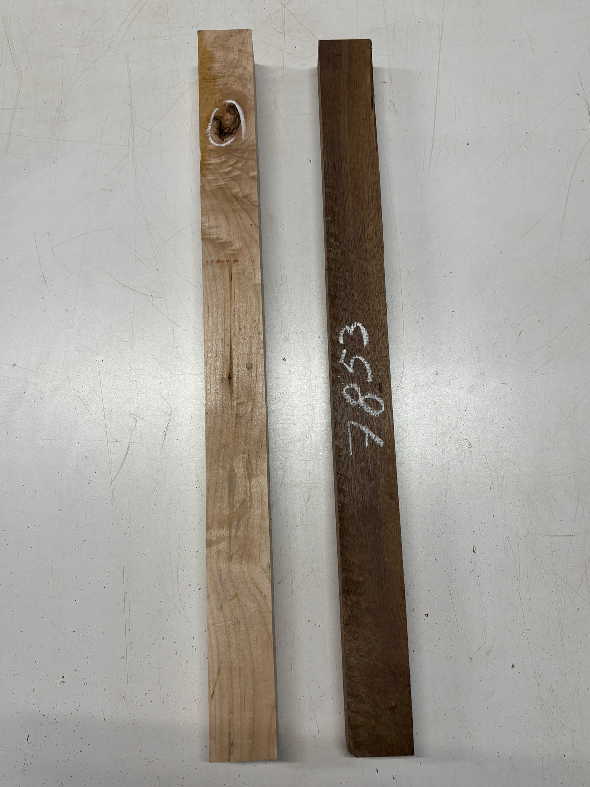 2 Pack, 2 Species Hard Maple + Walnut Thin Stock Lumber  Maple ; 25"x2"x1-7/8" ,  Walnut : 25"x2"x1-1/2" #7853 - Exotic Wood Zone