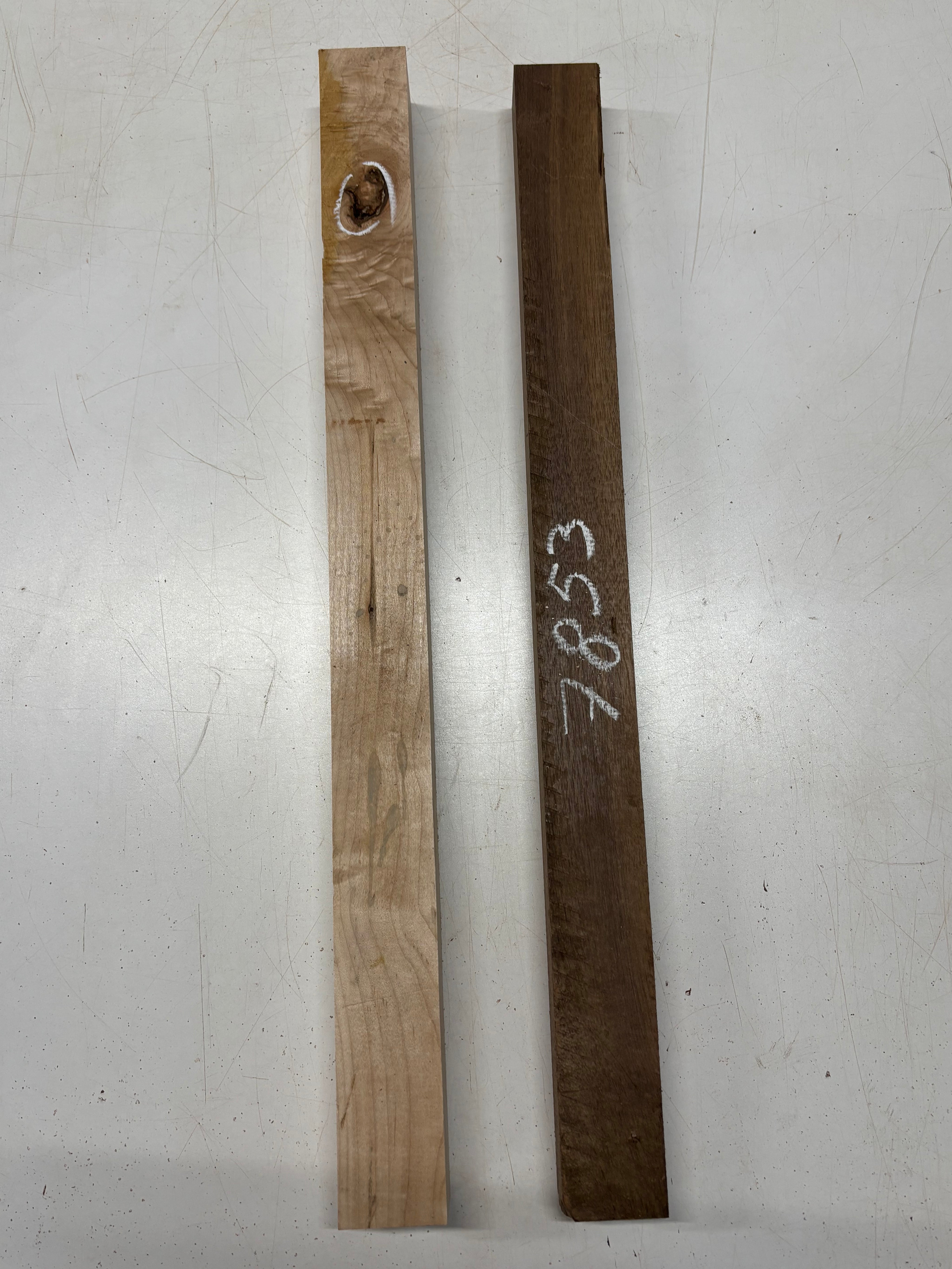 2 Pack, 2 Species Hard Maple + Walnut Thin Stock Lumber  Maple ; 25"x2"x1-7/8" ,  Walnut : 25"x2"x1-1/2" #7853 - Exotic Wood Zone