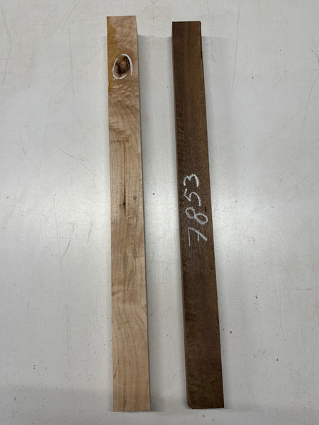 2 Pack, 2 Species Hard Maple + Walnut Thin Stock Lumber  Maple ; 25"x2"x1-7/8" ,  Walnut : 25"x2"x1-1/2" #7853 - Exotic Wood Zone
