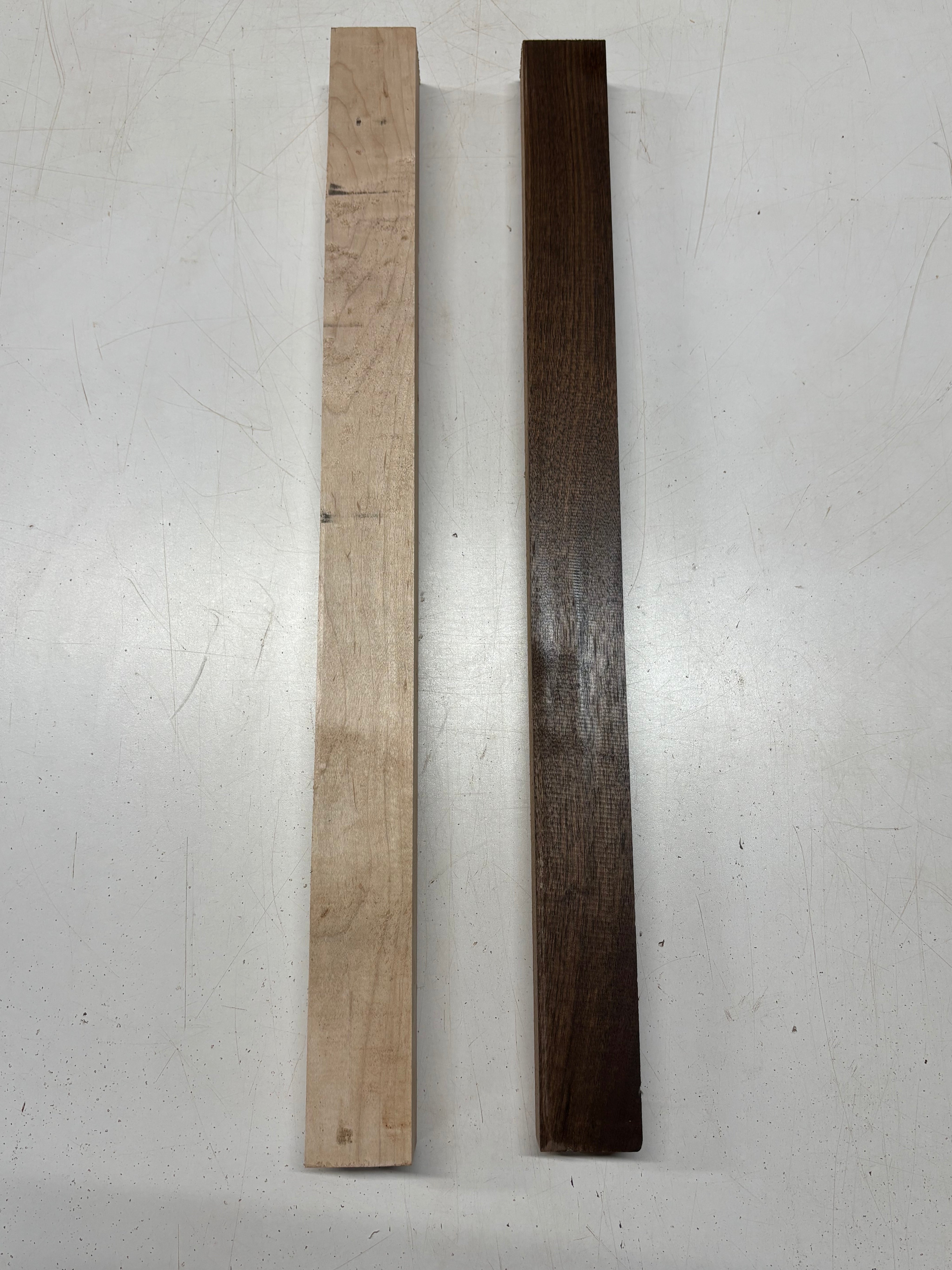 2 Pack, 2 Species Hard Maple + Walnut Thin Stock Lumber  Maple ; 25"x2"x1-7/8" ,  Walnut : 25"x2"x1-1/2" #7853 - Exotic Wood Zone