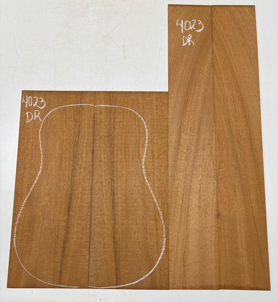 Flame Genuine Mahogany Dreadnought Guitar Back & Side Set #4023