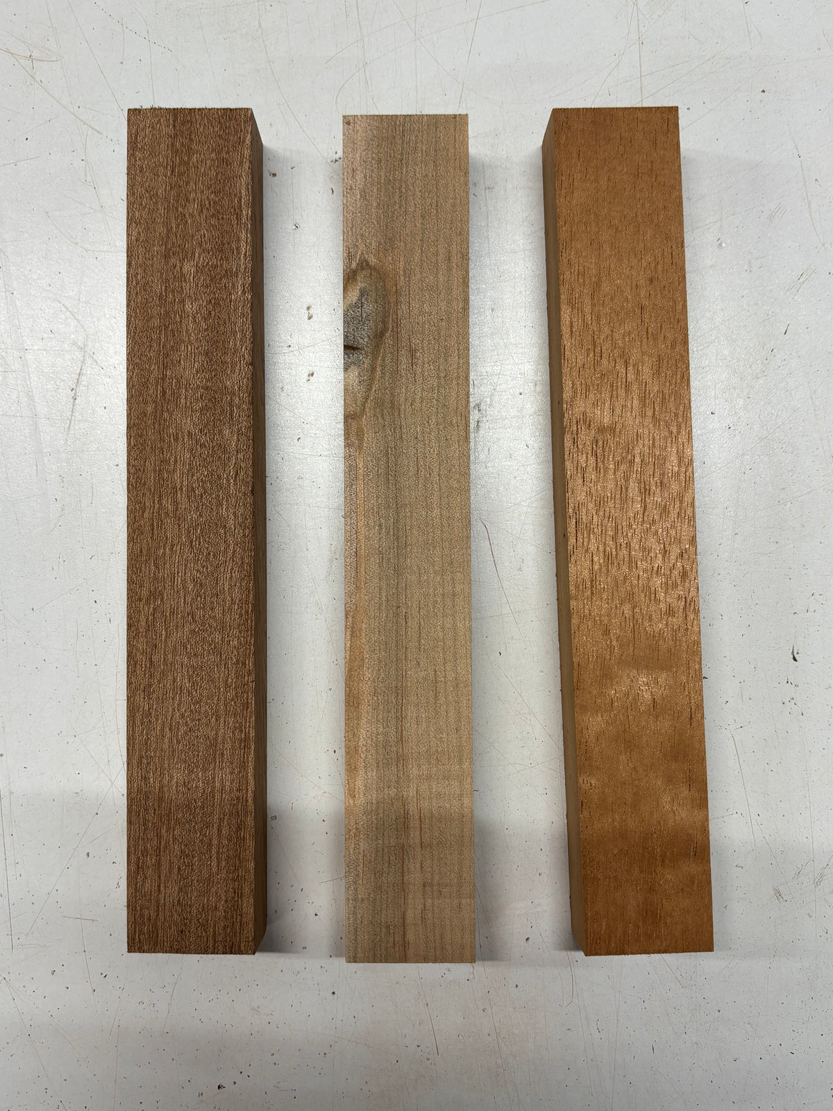 3 Pack, 3 Species Sapele + Ambrosia Maple + Spanish Cedar Thin Stock Lumber 12"x1-3/4"x1-1/4" #7857 - Exotic Wood Zone