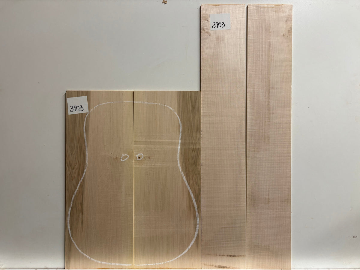 Flame Ambrosia Maple AAAA Grade Dreadnought Guitar Back and Side Set #3903 Exotic Wood Zone 