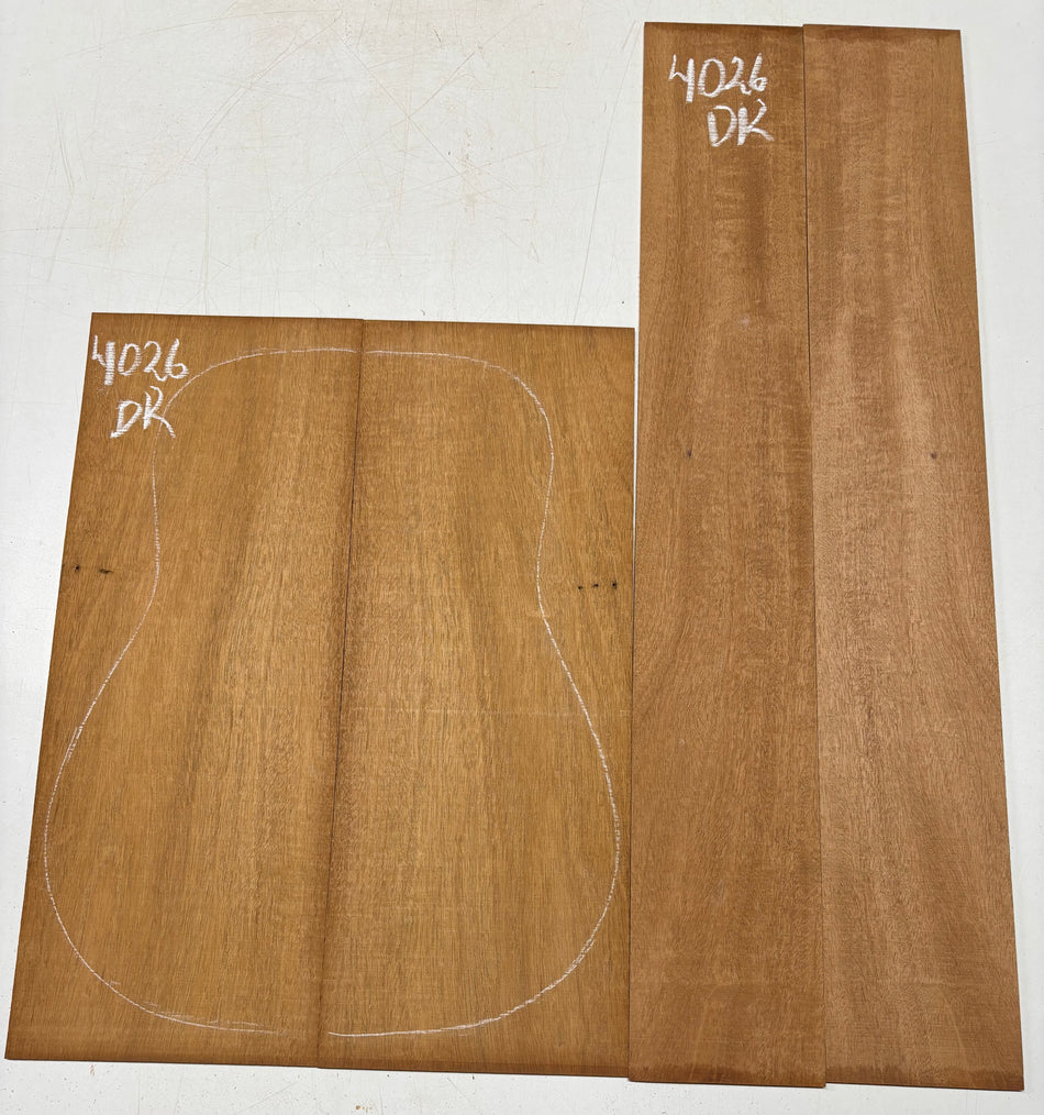 Flame Genuine Mahogany Dreadnought Guitar Back & Side Set #4026