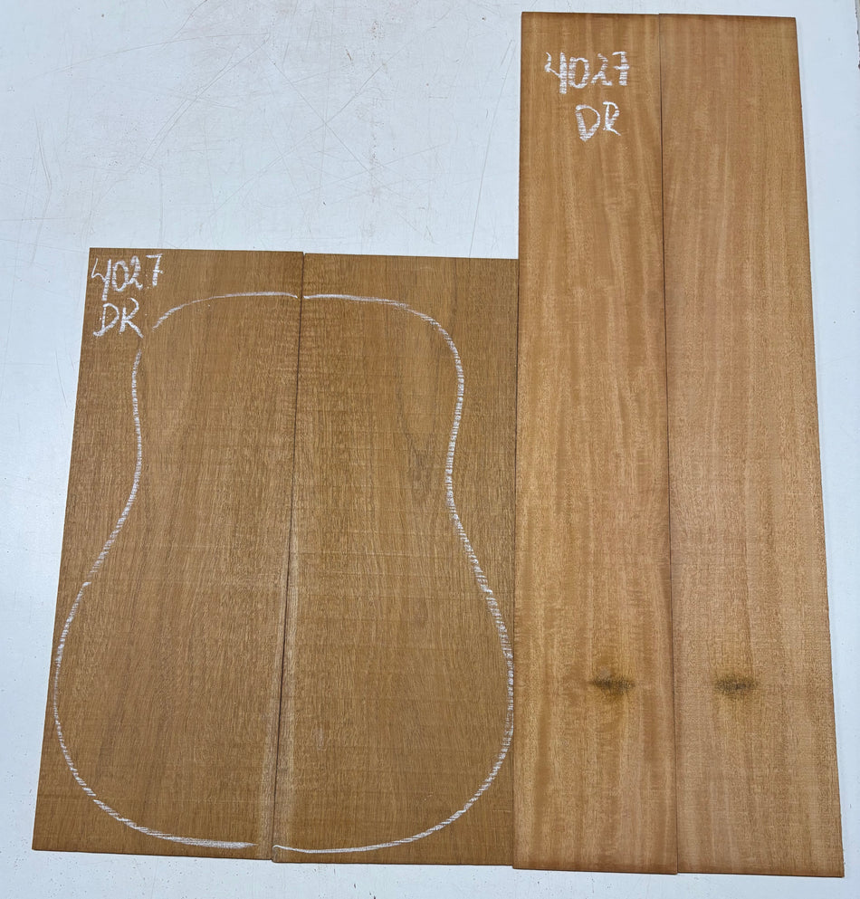 Flame Genuine Mahogany Dreadnought Guitar Back & Side Set #4027