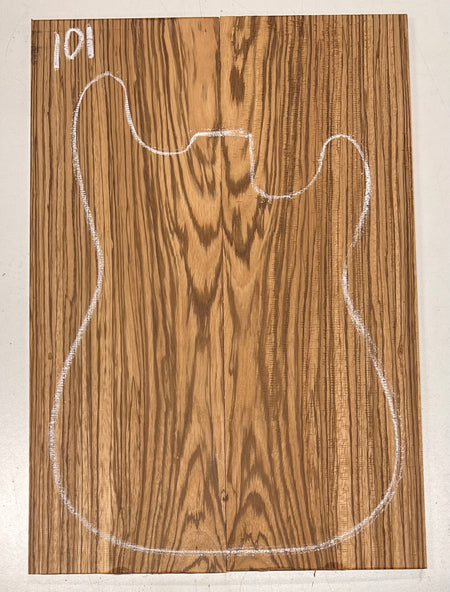 Zebrawood Bookmatched Guitar Drop Tops 21" x 7-1/4" x 1/4" #101 - Exotic Wood Zone - Buy online Across USA 