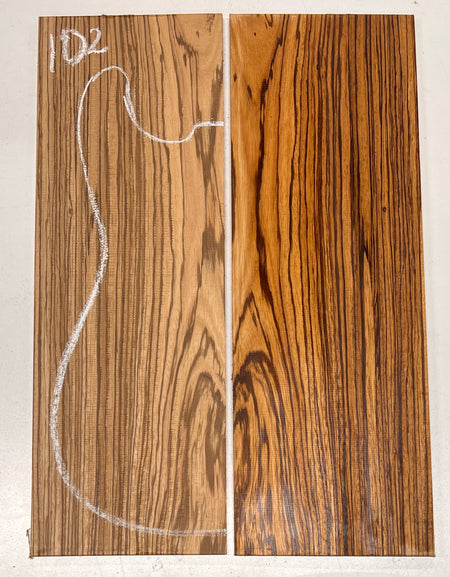 Zebrawood Bookmatched Guitar Drop Tops 21" x 7-1/4" x 1/4" #102 - Exotic Wood Zone - Buy online Across USA 