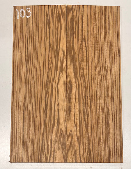 Zebrawood Bookmatched Guitar Drop Tops 21" x 7-1/4" x 1/4" #103 - Exotic Wood Zone - Buy online Across USA 