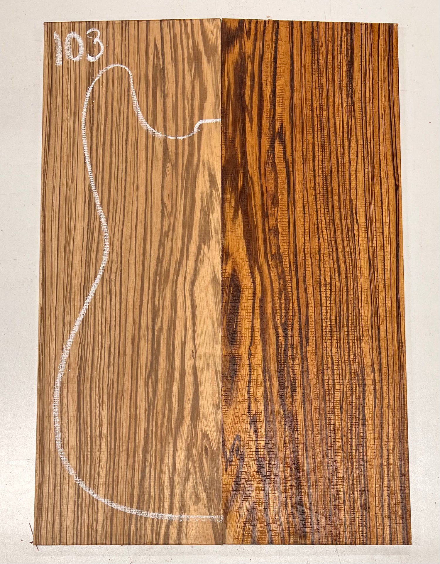 Zebrawood Bookmatched Guitar Drop Tops 21&quot; x 7-1/4&quot; x 1/4&quot; 