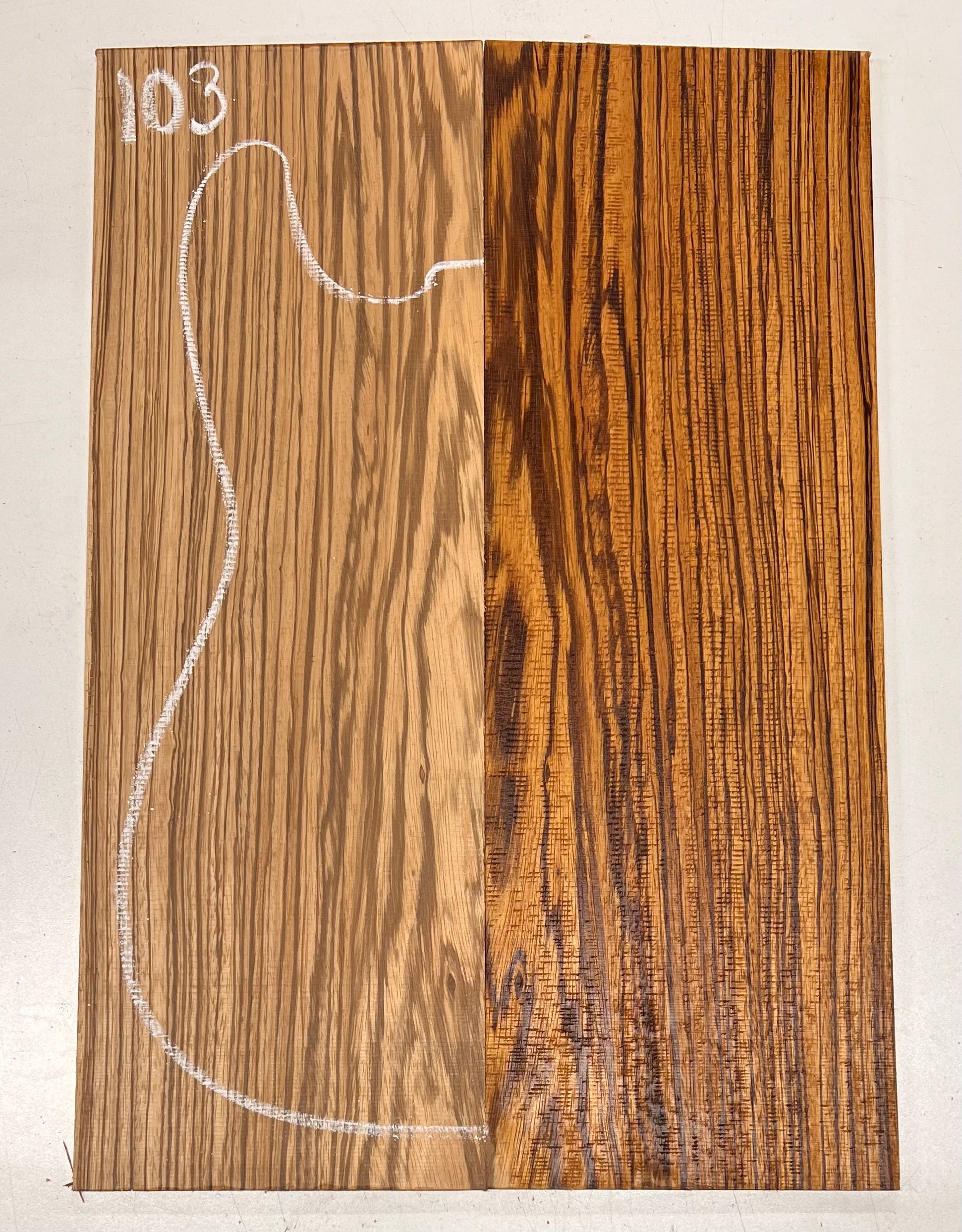 Zebrawood Bookmatched Guitar Drop Tops 21" x 7-1/4" x 1/4" #103 - Exotic Wood Zone - Buy online Across USA 