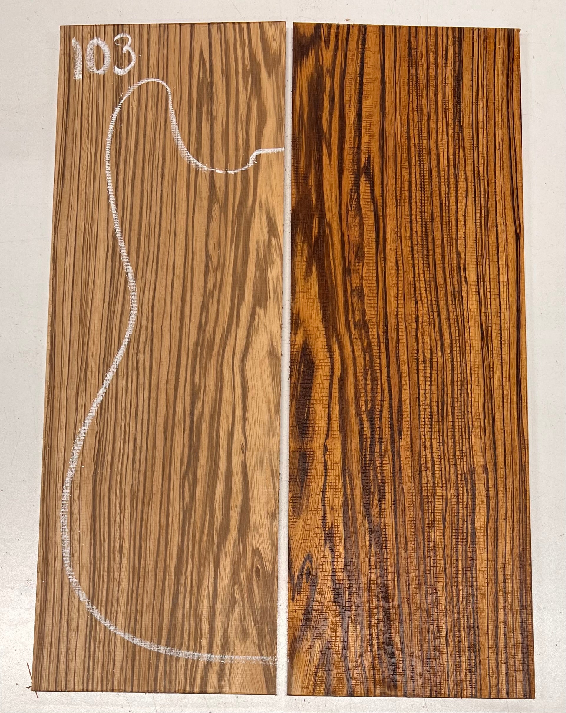 Zebrawood Bookmatched Guitar Drop Tops 21" x 7-1/4" x 1/4" #103 - Exotic Wood Zone - Buy online Across USA 